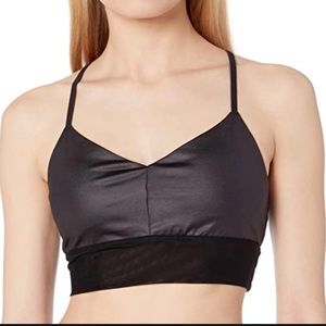 Alo Yoga | Glossy Black Mesh Lush Bra